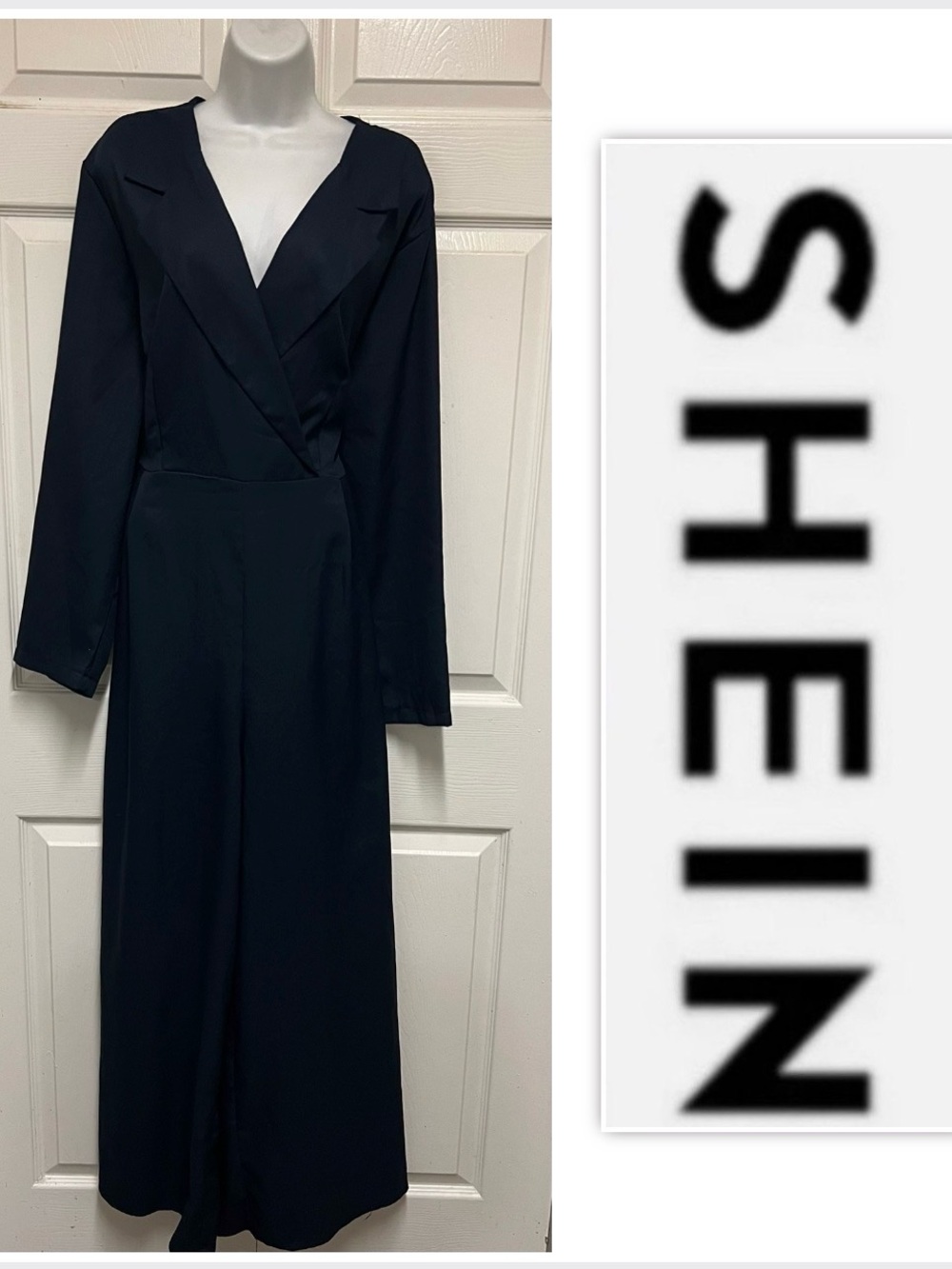 SHEIN Navy Sophistication Wide Leg Jumpsuit